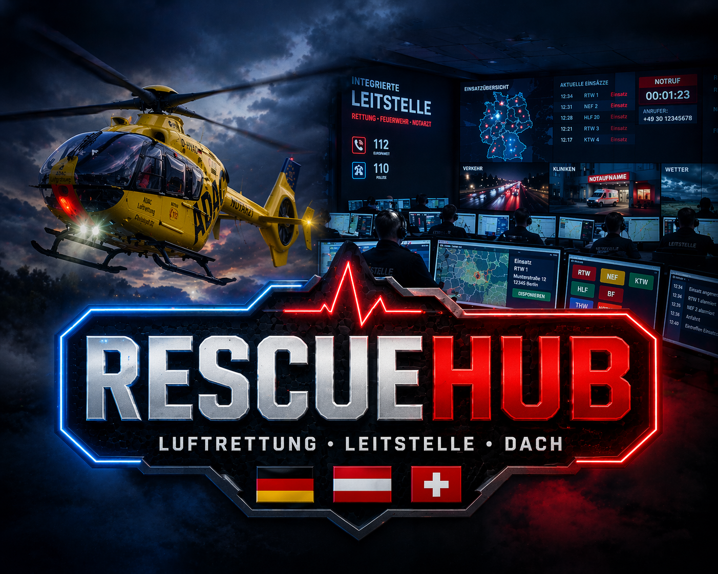 RescueHub Logo Luftrettung Leitstelle DACH